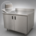 Thumbnail image #3 for Advance Tabco Special Value Economy Enclosed Work Table with Cabinet Base, 84 x 24 Inches, 16-Gauge 304 Stainless Steel Top, 5-Inch Backsplash