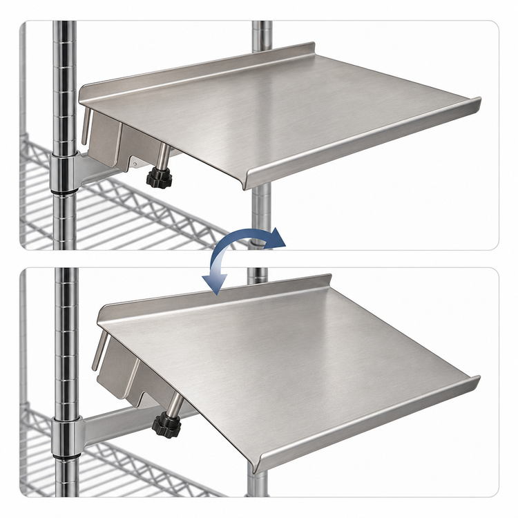 Product image #3 for BK Resources 24 Inch x 12 Inch Multi-Angle Stainless Steel Shelf