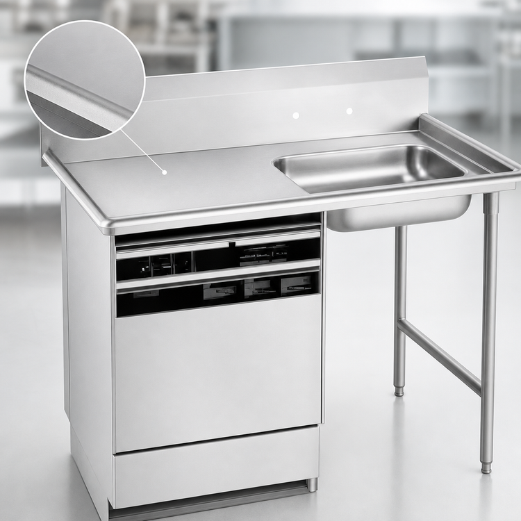 Product image #3 for Advance Tabco Undercounter Dish Table with Right-Side Sink Bowl, 48 x 30 Inches