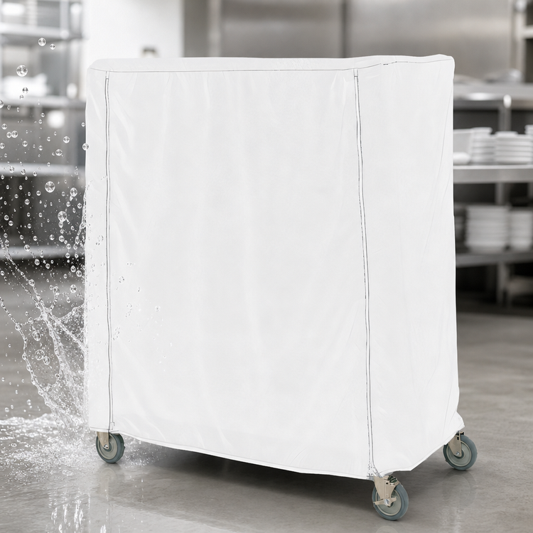 Product image #3 for Metro Waterproof Vinyl-Nylon Banquet Cart Cover with PVC Zipper, 72 x 24 x 54 Inch, White