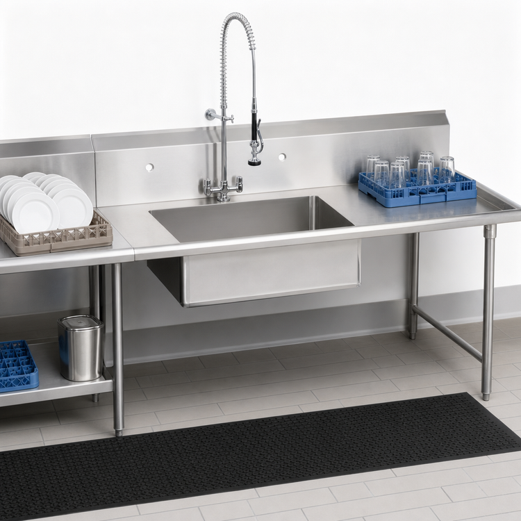 Product image #3 for John Boos Pro-Bowl 144-Inch Straight Soiled Dishtable with Pre-Rinse Sink Bowl, Right-to-Left Operation