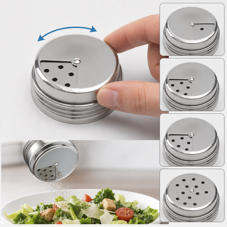 Product image #3 for American Metalcraft 2.75 Inch Diameter x 1.13 Inch High Stainless Steel Replacement Adjustable Dial Shaker Top for 6 Oz. Shakers