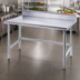Thumbnail image #3 for Advance Tabco TKAG-369 108-Inch Wide 16-Gauge 430 Stainless Steel Work Table with 5-Inch Backsplash and Galvanized Base