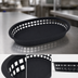 Thumbnail image #3 for Black Oval Plastic Flat Bottom Platter Basket, 10-3/4 x 7-1/4 x 1-1/2 Inches