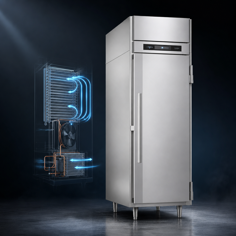 Product image #3 for Victory UltraSpec V-Core One-Section Standard-Depth Solid Door Reach-In Freezer, 21.01 Cu. Ft., Self-Contained, Top-Mounted, Stainless Steel