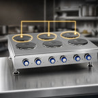 Thumbnail image #3 for Imperial (Middleby) IHPA-3-36-E 36-Inch Electric Countertop Hot Plate, 3 Round Plate Elements, Solid Top, Infinite Controls, Stainless Steel
