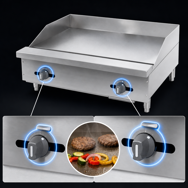 Product image #3 for Comstock-Castle Diner Series 24-Inch Countertop Gas Griddle with Thermostat Controls, 60,000 BTU