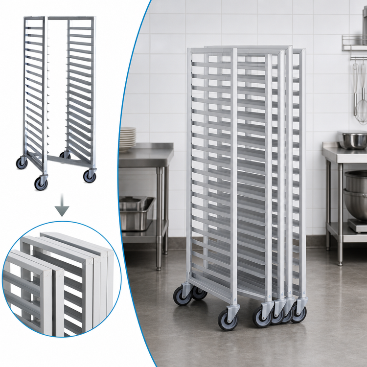 Product image #3 for Dinex Aluminum End-Load Nesting Pan Rack for 18 Full-Size Sheet Pans