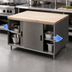 Thumbnail image #3 for BK Resources Dual Access Chef Table with Cabinet Base, Sliding Doors, and 48 x 30 Inch Hard Maple Top
