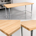 Thumbnail image #3 for BK Resources MFTSOB-9630 96-Inch x 30-Inch Hard Maple Work Table with Stainless Steel Open Base, 1-3/4-Inch Top, No Backsplash