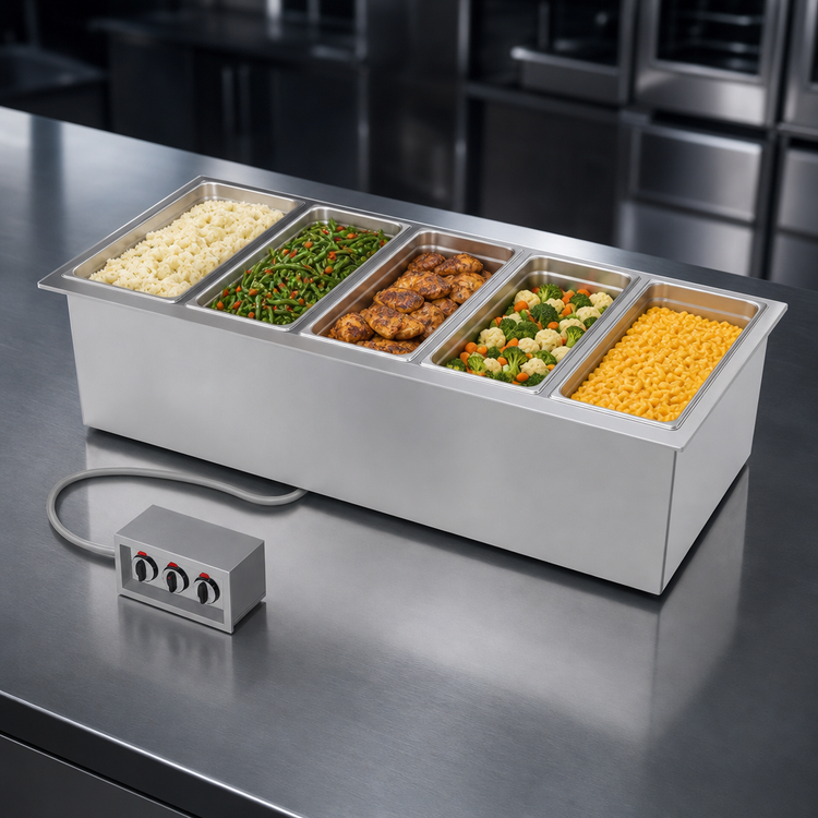 Product image #3 for Duke Manufacturing Insulated Electric Hot Food Drop-In Unit with 5 Full-Size 12 x 20 Wells and Remote Infinite Controls