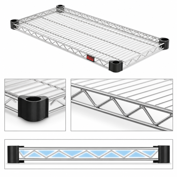 Product image #3 for Eagle QuadTruss Quad-Adjust Wire Shelf, 24 x 18 Inches, Stainless Steel Finish, 800 lb Capacity