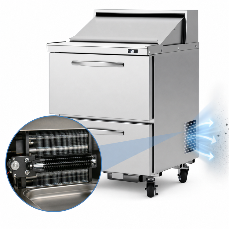 Product image #3 for Turbo Air PRO Series 27-1/2-Inch 1-Section 2-Drawer Sandwich/Salad Prep Table with 8-Pan Capacity