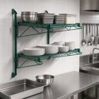 Thumbnail image #3 for Quantum WC34-CB1260P Wall-Mount Cantilever Double-Shelf Wire Shelving Unit, 60 x 12 Inch Shelves, Green Epoxy