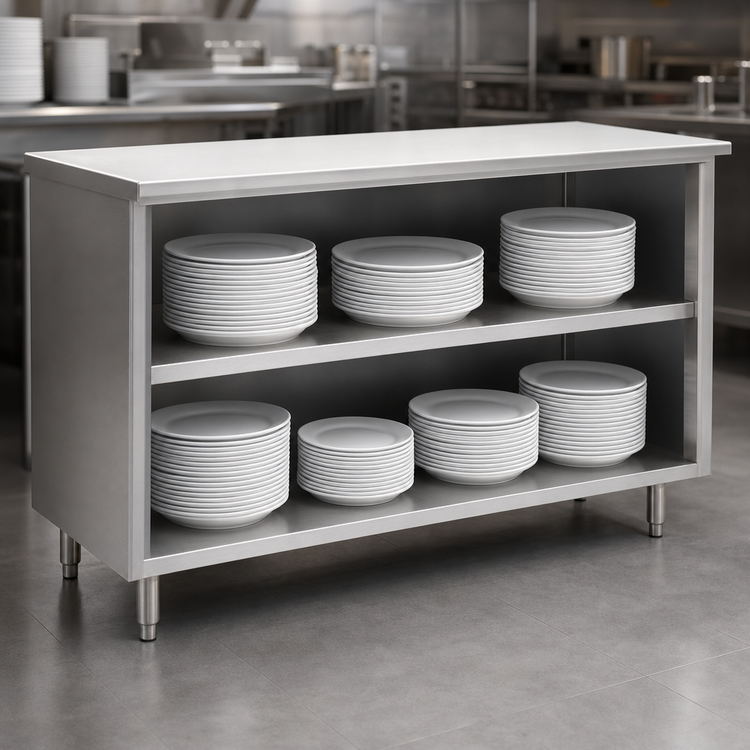Product image #3 for Spec-Master Open Front Plate Cabinet with 14/304 Stainless Steel Top, 72 x 18 Inches
