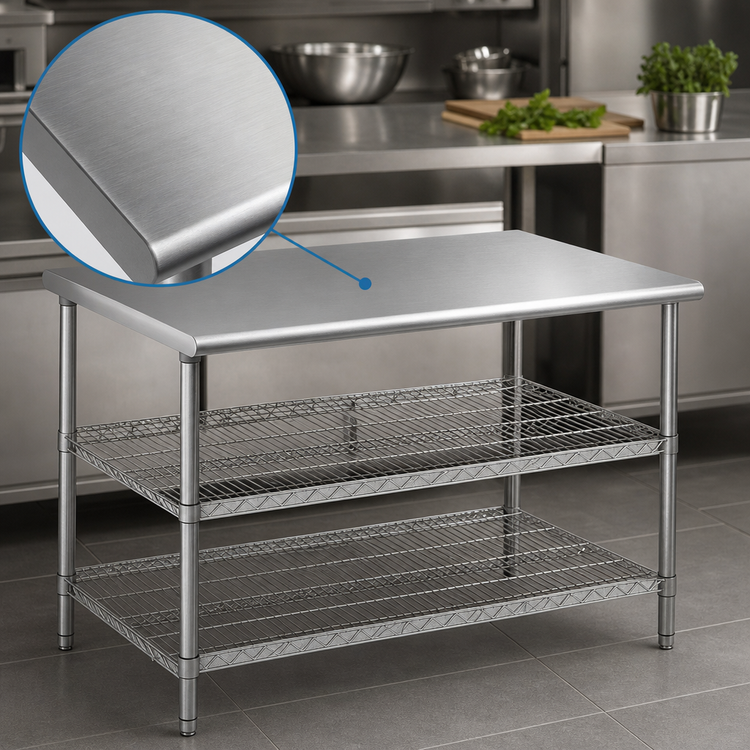 Product image #3 for Eagle AdjusTable 36 x 30 Inch Heavy-Duty Stainless Steel Work Table with 2 Adjustable Undershelves
