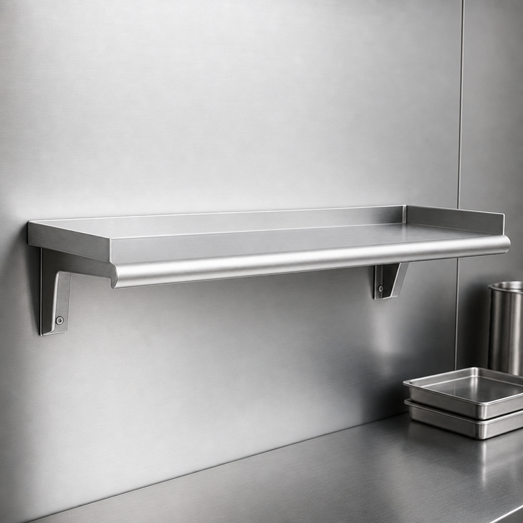 Product image #3 for Eagle Snap-n-Slide 48-Inch x 12-Inch Wall-Mounted Stainless Steel Shelf with Rolled Front Edge
