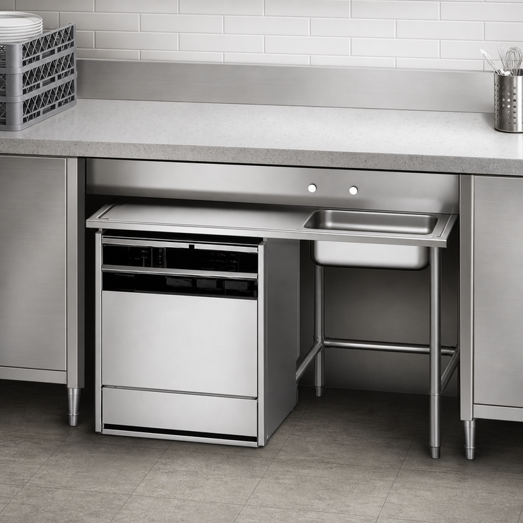 Product image #3 for Advance Tabco Undercounter Dish Table with Right Sink Bowl, 60 x 30 Inches, 304 Stainless Steel