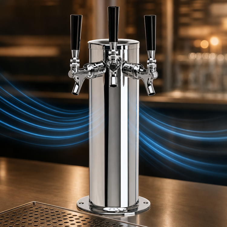 Product image #3 for Micro Matic USA 3-Faucet Air-Cooled Countertop Column Draft Beer Tower, Polished Stainless Steel