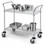 Thumbnail image #3 for Quantum WRC-2436-2S 36 x 24 Stainless Steel Utility Bus Cart, 2 Wire Shelves, 1200 lb. Capacity