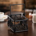 Thumbnail image #3 for American Metalcraft Black Leaf-Design Wrought Iron Sugar Packet Basket