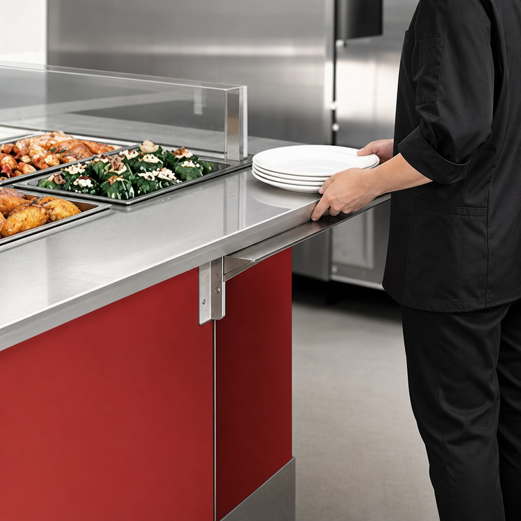 Product image #3 for Vollrath 4-Series Signature Server ADA Operator-Side Plate Rest with Lift-Off Bracket, 28 x 7 Inches