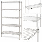 Thumbnail image #3 for Metro Super Erecta 5N347BR Stationary 5-Shelf Wire Shelving Starter Unit, 42"W x 18"D x 74"H, Zinc Finish