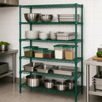 Thumbnail image #3 for Quantum WR74-1460P-5 Wire Shelving Starter Unit, 60"W x 14"D x 74"H, 5 Shelves, Green Epoxy Finish