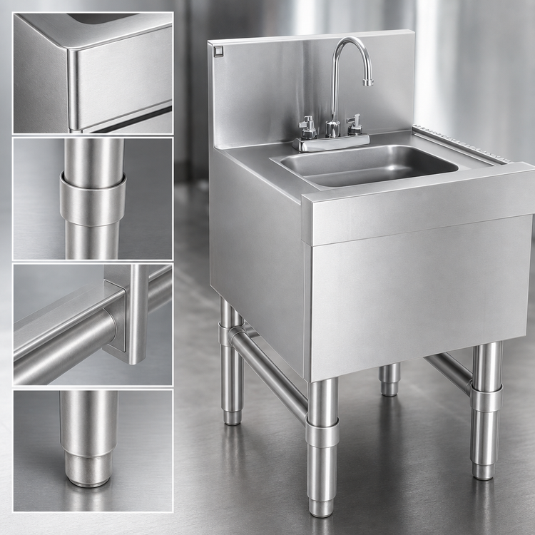 Product image #3 for Eagle Group Spec-Bar Freestanding Underbar Hand Sink with Front Door, Soap Dispenser, and Paper Towel Dispenser, 18 x 24 Inches