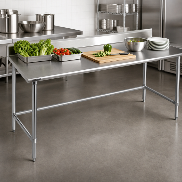 Product image #3 for Eagle Deluxe Series 144 x 30-Inch Stainless Steel Work Table with 4-1/2-Inch Backsplash