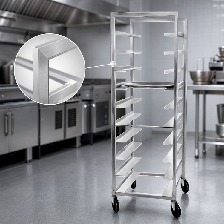Product image #3 for Channel Manufacturing OT-83 Single Section Aluminum Oval Tray Rack, 4-Tray Capacity, 8-Inch Spacing