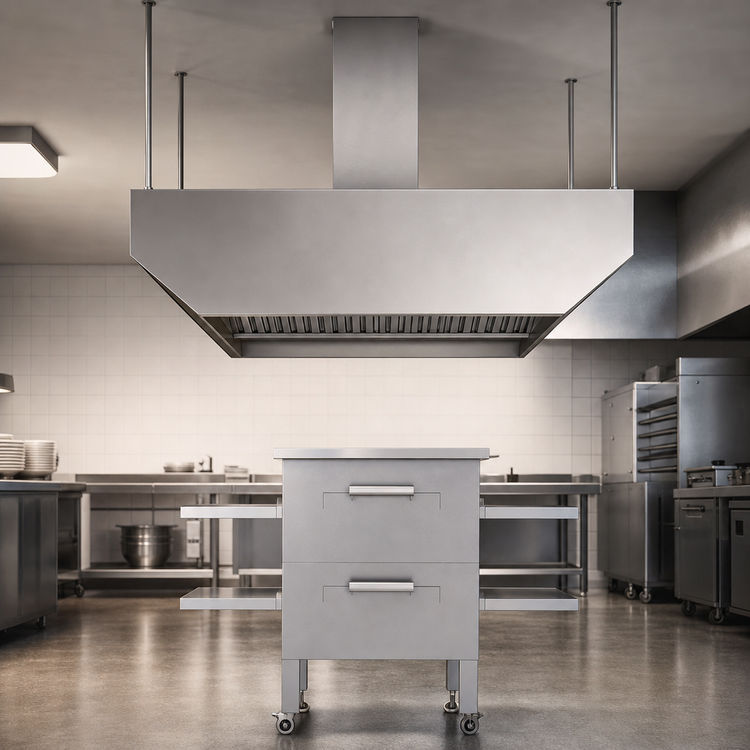 Product image #4 for SimpleSpec Conveyor Pizza Oven Hood, Island Style, Type I & II, 128W x 42D x 24H
