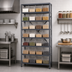 Thumbnail image #3 for Quantum Heavy-Duty Stationary Wire Shelving Unit with 8 Shelves and 28 Clear Bins, 36 x 12 x 75 Inches