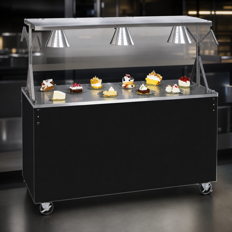 Product image #3 for Vollrath 2-Series Affordable Portable 46-Inch Mobile Utility Station with Solid Base and Buffet Breath Guard Lights