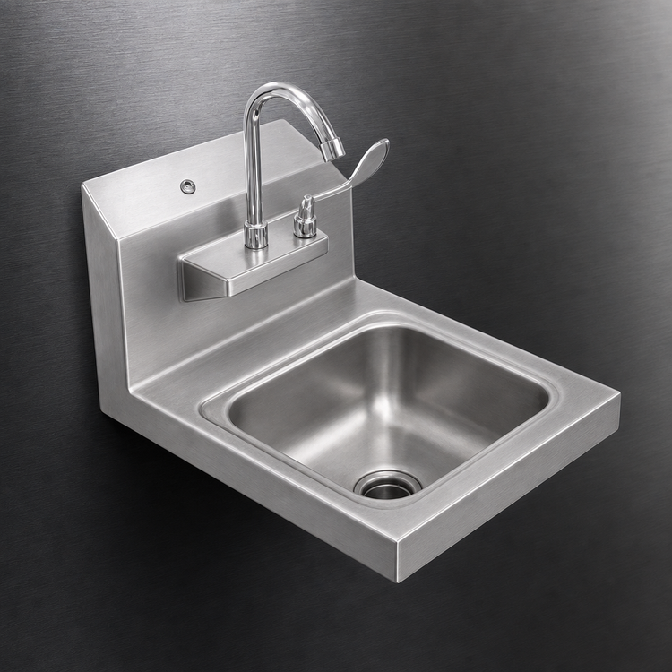 Product image #3 for Serv-Ware Wall-Mounted Stainless Steel Hand Sink with 9 x 9 x 4 Bowl and Faucet
