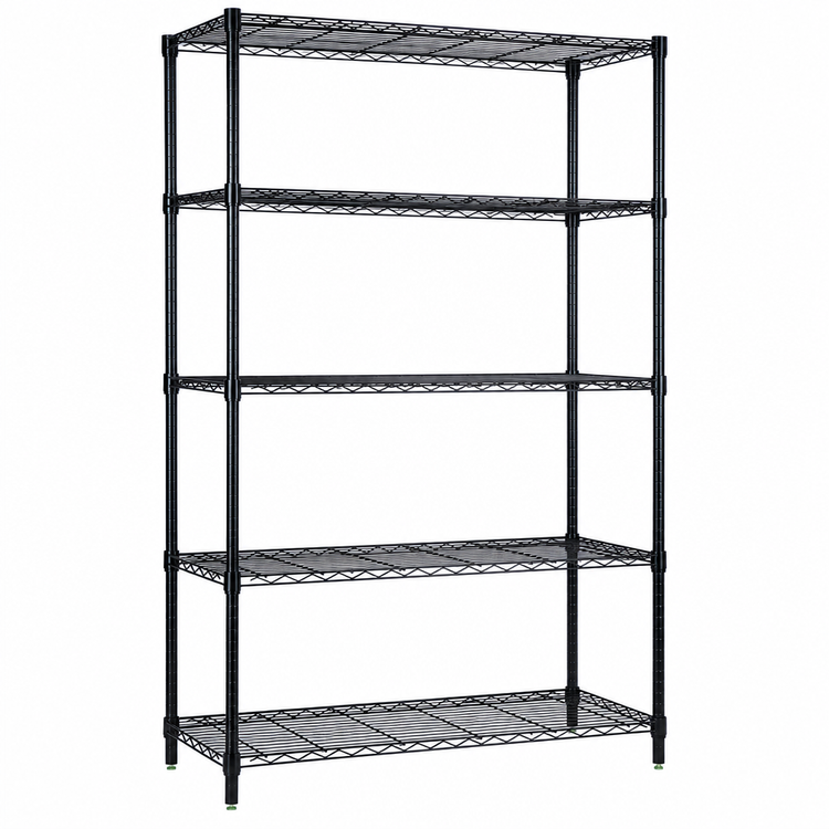 Product image #3 for Quantum 72-Inch W x 36-Inch D x 74-Inch H Wire Shelving Starter Kit, 5 Shelves, Black Epoxy Finish