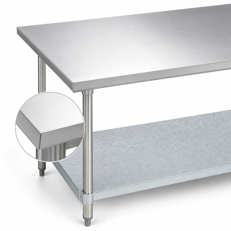Product image #3 for Duke 30 Inch x 30 Inch Stainless Steel Corner Work Table with Galvanized Undershelf
