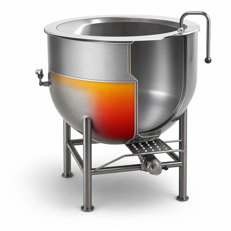 Product image #3 for Legion LT-60 60-Gallon Stationary Direct Steam Kettle with 2/3 Jacket and Tri-Leg Base
