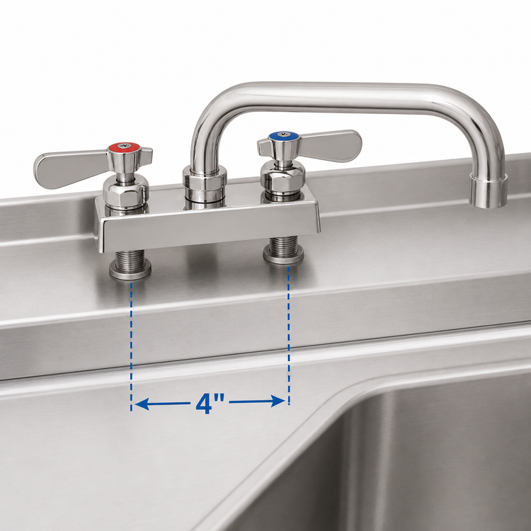 Product image #3 for BK Resources EVO-4DM-12 4-Inch Center Deck-Mount Stainless Steel Manual Faucet with 12-Inch Swing Spout