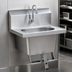 Thumbnail image #3 for Eagle Group Wall-Mounted 304 Stainless Steel Hand Sink with Single Knee Pedal, Skirt, and Faucet