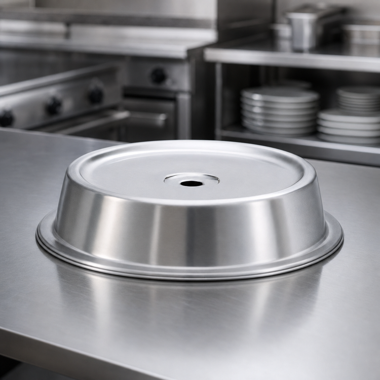 Product image #3 for Vollrath Round Stainless Steel Satin Finish Plate Cover for 11 9/16 to 11 5/8 Inch Plates