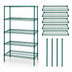 Thumbnail image #3 for Quantum 60-Inch W x 14-Inch D x 54-Inch H Stationary Wire Shelving Starter Kit, 5 Shelves, Green Epoxy Finish