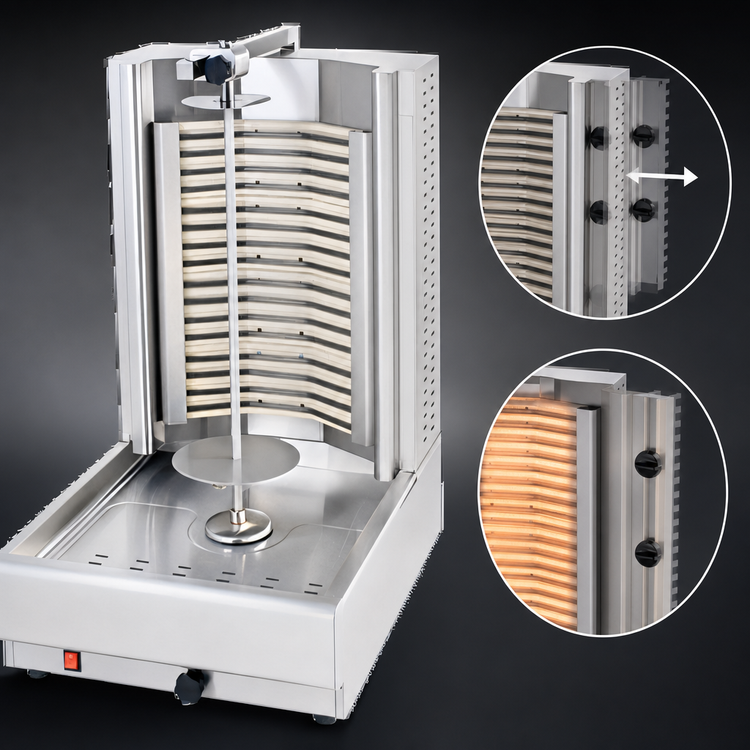 Product image #3 for Visvardis DE2A Electric Vertical Gyro Broiler, 66-100 lb Capacity, Stainless Steel
