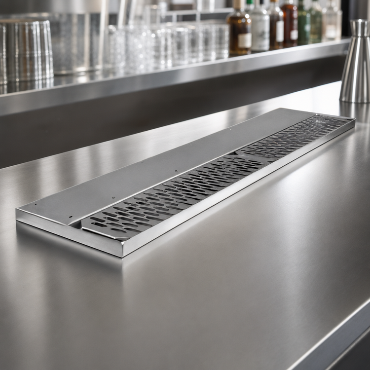 Product image #3 for Glastender 48-Inch Stainless Steel Underbar Drink Rail with Right Drain