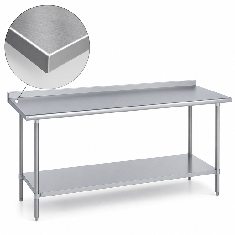 Product image #3 for Duke Supreme 84" x 36" Stainless Steel Work Table with 1-1/8" Straight Riser and Undershelf