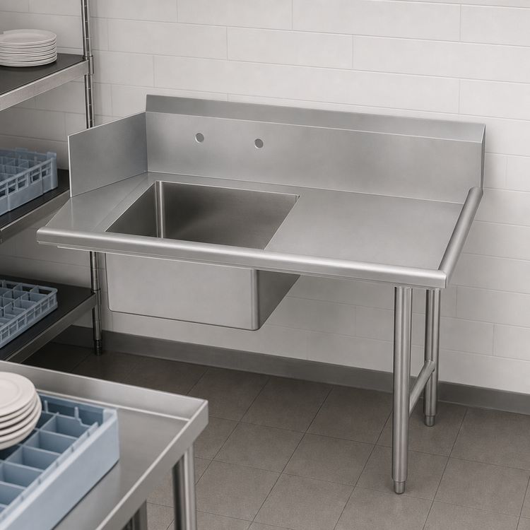 Product image #3 for John Boos Straight Soiled Dishtable with Pre-Rinse Sink, Right-to-Left Operation, 26 x 30 in