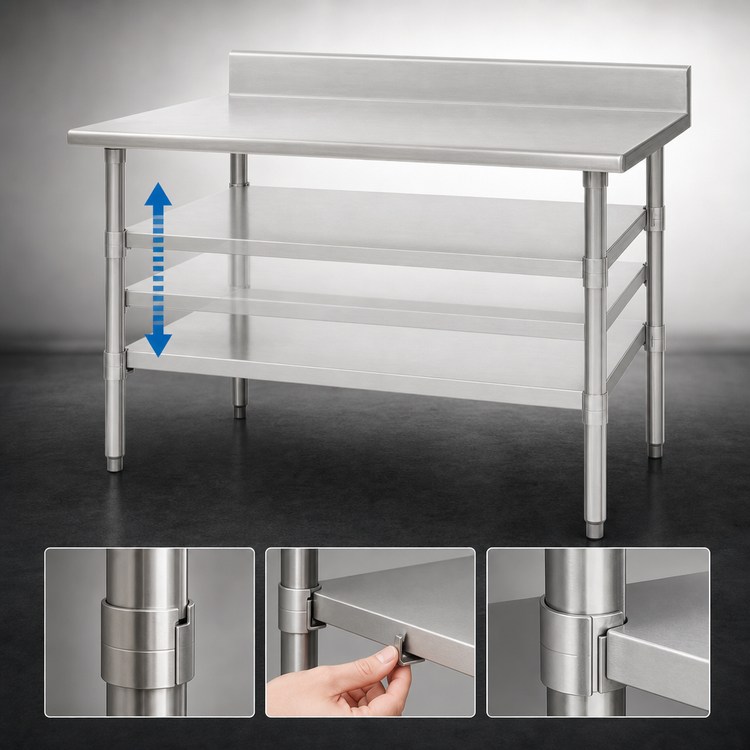 Product image #3 for Eagle Group 72"W x 30"D Adjustable Galvanized Work Table Undershelf