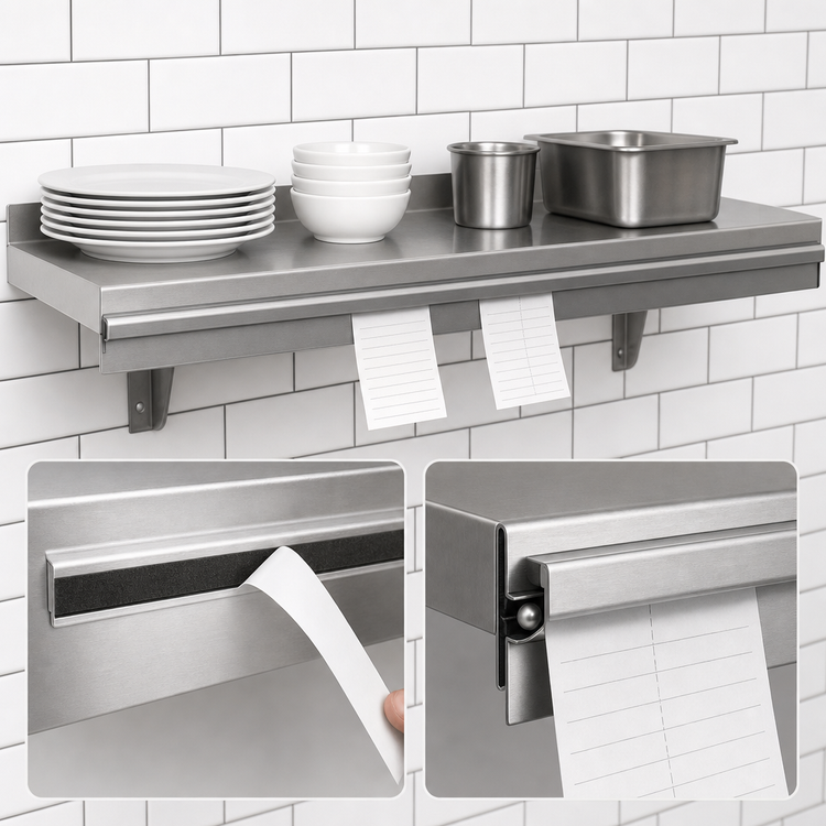 Product image #3 for Eagle Snap-n-Slide 24-Inch Wall-Mounted Shelf with Ticket Rail, 16-Gauge 430 Stainless Steel