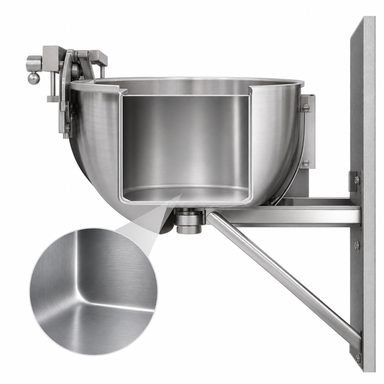 Product image #3 for Legion TWSWT-80 80-Gallon Direct Steam Full-Jacketed Tilting Wall-Mount Kettle