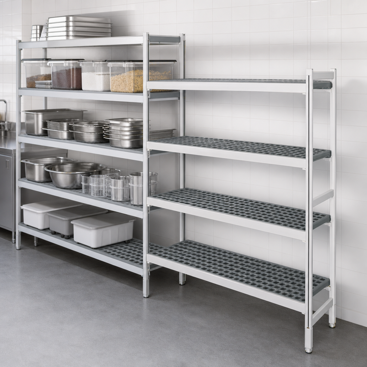 Product image #3 for Fermostock 4-Tier Polymer Shelving Expansion Kit, 83" H x 38" W x 14" D, Gray